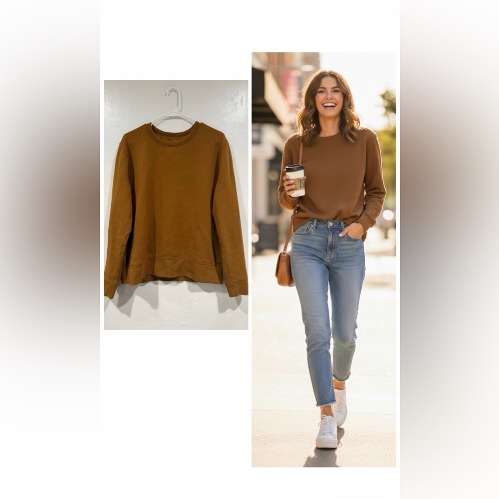 Madewell MWL Brown Crewneck Cotton Blend Sweatshirt size M